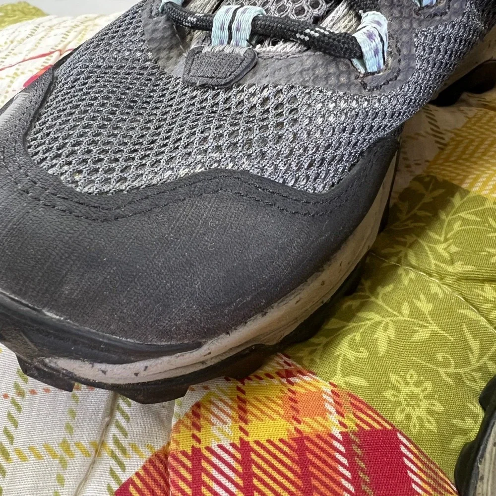 Merrell Womens Hiking Boots Gore Tex Gray Light Blue Sz 7 Waterproof Trail Shoes